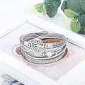 Miniatyrbilde 5 av 5: Boho flerlags lærmansjettarmbånd - beige (1 stk)