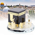 Miniatyrbillede 8 af 8: Muslimsk Krystal Forgyldt Kaaba 3 Stk Model Islamisk Bygning Håndværk Souvenirs Køretøj Dekor