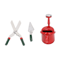 Miniatyrbillede 7 af 8: Dukkehus Haveværktøj 1:12 Vandkande Spade Saks Holdbar Legering Miniature Havearbejde Værktøjer til Dukkehus Rød