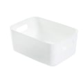 Miniatyrbilde 1 av 2: Skrivebordsoppbevaringskurv PP Kosmetisk oppbevaringsboks Desktops Diverse Organizer med håndtak for husholdningMedium White