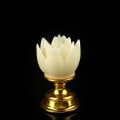 Miniatyrbillede 1 af 5: LED Lotus Lampe Simuleret Candle Wick Design Blødt Naturligt lys Lotus Flower Light Buddha Lampe Dekoration Beige