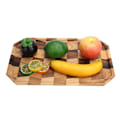 Miniatyrbillede 6 af 8: Træ frugtfad træ te dessert bakke gitter mønster rektangulær mad serveringsplade 38x24cm
