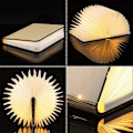 Miniatyrbillede 4 af 5: LED Boglampe i Træ, Julegaveidé Foldbar og Magnetisk Boglampe, USB Genopladelig LED Papirlampe, Dekorativ Lampe med 1000 mAh Batterier