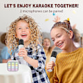 Miniatyrbillede 3 af 5: Bærbar Bluetooth trådløs karaokemikrofon til børn med 2 mikrofoner, Magic Voice Changer, LED-lys og HiFi-lydkvalitet