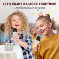 Pikkukuva 3 / 5: Kannettava langaton Bluetooth lasten karaokemikrofoni 2 mikrofonilla, Magic Voice Changer, LED-valo ja HiFi-äänenlaatu