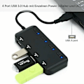 Miniatyrbild 2 av 5: 4 Portars USB 3.0 Hub, USB Hub Splitter med Strömförsörjning, 5Gbps Datahubb med Separat Strömbrytare och LED