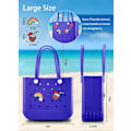 Miniatyrbillede 3 af 5: Strandtaske Gummi Tote Taske - Vandtæt Rejsetaske til Kvinder Vaskbar Tote Taske Håndtaske til Sport Strand Marked Pool ZD W Lilla stor