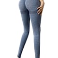 Miniatyrbillede 4 af 8: Yogabukser Peach Hip Split Lines Butt Lifting Leggings Elastiske Åndbare Træningstætte Bukser til Cykling Løb Grå Blå S