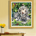 Miniatyrbillede 4 af 5: Tiger and Cub 5D gør-det-selv-diamantmaleriet - Stort dyr med fuld korsstingsdekoration 30x30 cm