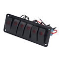 Miniatyrbilde 4 av 8: 6-veis vippebryterpanel LED-bakgrunnsbelyst på/av-bryter vanntett kretsbeskyttelse for bil RV buss marinebåt ATV UTV rød