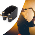 Miniatyrbillede 7 af 8: Saxofon Ligatur Sort PU Læder Metal Holdbar Musikinstrument Tilbehør C65 Alt
