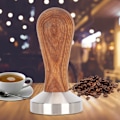 Miniatyrbillede 5 af 8: 51mm rustfrit stål træhåndtag kaffestamper kaffepulverpresning tampningsværktøj til hjemmebrug