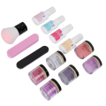 Miniatyrbild 6 av 8: Nail Dipping Powder Set Nail Art Powder Top Base Coat Gel Dust Brush Manicure Tool Set K1213