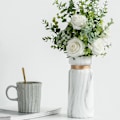 Miniatyrbild 3 av 8: Vit Keramik Vas Vattenöverföringstryckt Marmor Blomvas för Sovrum Vardagsrum Café Restaurang Kontor