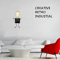 Miniatyrbillede 5 af 5: Personlig Væglampe, Retro Industriel Lampe Kreativ E27 Stue Dekorativ Smedejern, Soveværelse Væglampe (Sort Enkelt Hoved)