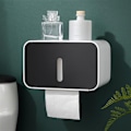 Miniatyrbillede 4 af 5: Vægmonteret toiletpapirholder PS ABS Vandtæt rullepapir Tissue opbevaringsboks Badeværelsestilbehør Sort