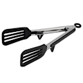 Miniatyrbilde 4 av 5: Kjøkken-tang i rustfritt stål med silikontupper - 2-pakning, BBQ, baking, salat - 9 tommer & 12 tommer, svart