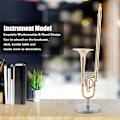 Miniatyrbilde 3 av 8: Miniatyr trombone replika med stativ og veske Gullbelagt instrumentmodell Musikalske ornamenter