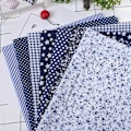 Miniatyrbillede 5 af 8: 7 stk 50*50 cm Bomuldsstof DIY Assorted Squares Pre Cut Sengesæt Quarters Bundle (blå)