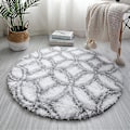 Miniatyrbilde 1 av 5: Myk og fluffy hvit rund teppe til stue eller soverom - 100 cm i diameter