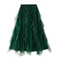 Miniatyrbilde 1 av 3: Grønn Mesh Ruffle Tutu Lang Swing Skjørt for Kvinner