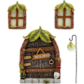 Miniatyrbillede 1 af 5: Eventyrdør og vinduer til træer - Miniature eventyrhave med eventyrlampe - Selvlysende i mørke