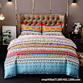Miniatyrbilde 1 av 5: Bohemsk Vattert Sengeteppe Dobbel 3 Deler Lappeteppe Sengeteppe Reversibel Myk Mikrofiber Sengetøy 220*240cm