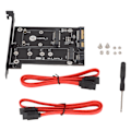 Pikkukuva 1 / 8: SATA-sovitin 2 in 1 MSATA/M2 NGFF SSD -sovitin kahteen SATA3-porttiin, jossa SATA-kaapeliruuvit 2230/2242/2260/2280