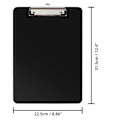 Miniatyrbillede 2 af 5: Sort Plast Clipboards (6 stk.) - 22,5 x 31,5 cm - Stærk & Holdbar A4 Skriveplade med Lav Profil Clip - Holder til Hjem & Kontor