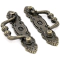 Miniatyrbillede 3 af 5: 4-delt sæt vintage antik messing faldhåndtag til kommoder og skabe - 11 cm (4,3) længde, 3,8 cm (1,5) højde