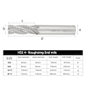 Miniatyrbild 3 av 8: 4st 4 räfflor HSS Grov pinnfräs CNC Fräs Fräs M6 /M8 /M10 /M12