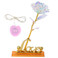 Miniatyrbild 5 av 8: Transparent rosblomma med kärleksformad displayställ hantverkssamling lila förpackningslåda vit och färg