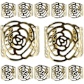 Miniatyrbillede 2 af 5: 2025 Nye Servietringe, Servietknapper, Servietholder, 12 Stk. Udskåret Rose Design Metal Servietholder