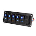 Miniatyrbillede 3 af 8: 5-knaps vippekontaktpanel 12V-24V dobbelt USB-oplader LED spændingsdisplay til/fra-kontakt til lastbil RV Yacht