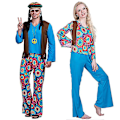 Pikkukuva 1 / 3: Groovy 1960-luvun/1970-luvun Retro Sininen Hippi Disco Asuste Aikuisille S Naisille