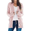 Miniatyrbillede 1 af 5: Pink V-hals Strikket Cardigan Trøje til Kvinder XL