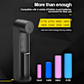 Miniatyrbilde 2 av 8: Batterilader 1 spor USB 18650 26650 21700 Li-ion oppladbar batterilader