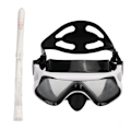 Miniatyrbilde 8 av 8: Justerbart snorklesett for voksne, snorkelbrille og pustetube, snorkleutstyr for voksne til svømmetrening, hvitt