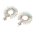 Miniatyrbilde 4 av 8: Mote Rhinestone Statement Drop Dangle Øredobber Store Lysekrone Øredobber for Kvinner Hvit AB Midten KC Gull