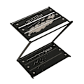 Miniatyrbild 6 av 8: Hopfällbart bordsställ svart förvaringsställ aluminiumlegering Z-form flervägs 2-nivåers lägertillbehör för picknick utomhus