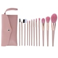 Miniatyrbillede 1 af 8: 12-delt makeupbørste sæt blush pudder foundation concealer børster med opbevaringspose