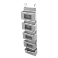 Miniatyrbillede 6 af 8: Hængende skabarrangør Multilayer Stærk bæreevne Nonwoven Overdørsarrangør Hængende arrangør med 2 kroge Grå 5 rum