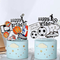 Pikkukuva 3 / 4: Lasten Koripallo Jalkapallo Teemajuhla Cupcake Topper - Hyvää Syntymäpäivää Kakun Koriste Lippu koripallo 2