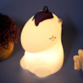 Miniatyrbillede 8 af 8: Silikone farverige søde dyr USB opladning LED natlys lampe til soveværelse seng hvid