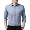 Pikkukuva 1 / 5: Miesten Slim Fit -pitkähihainen yksivärinen pukeutumispaita - Harmaa