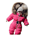 Miniatyrbild 1 av 5: Unisex Baby Hooded Jumpsuit - 0-24 månader - Pojkar & Flickor - Romper med pälskrage 65cm Röd