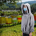 Pikkukuva 7 / 8: Mehiläishoidon suojaava verkkopuku Bee Suit Smock kaksinkertaisilla vetoketjuilla Mehiläishoitajan lisävaruste Harmaa