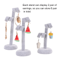 Miniatyrbillede 7 af 8: 3 stk/sæt Skrivebordsdekoration Ornament Ørestikker Ørering Smykker Display Stand Opbevaring (Grå)