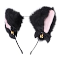 Miniatyrbillede 4 af 8: Fluffy Cat Ears Pandebånd Sødt plyshårbånd med klokke til Halloween Cosplay kostumefest Sort