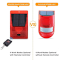 Miniatyrbillede 3 af 5: Solar Strobelys med bevægelsessensor Achort IP65 Vandtæt LED Solar Alarmdetektor med fjernbetjening, 129db Lyd Sikkerhed Vandtæt Sirene til H